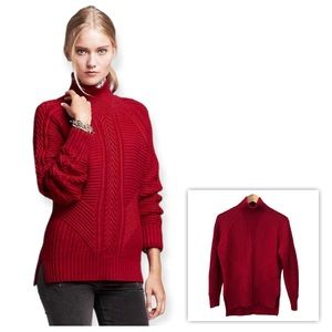 Banana Republic Red Cable Knit Mock Neck Sweater